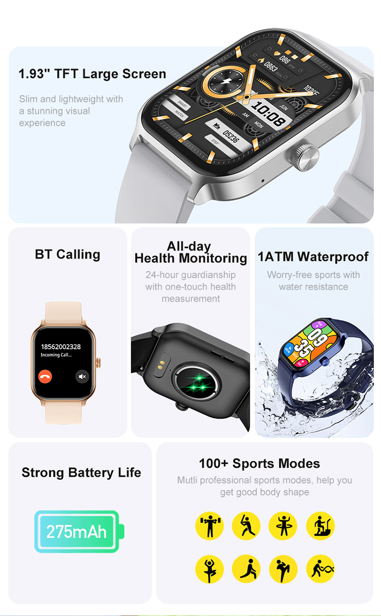 P85 Bluetooth Call, Sports Mode, Waterproof Smartwatch